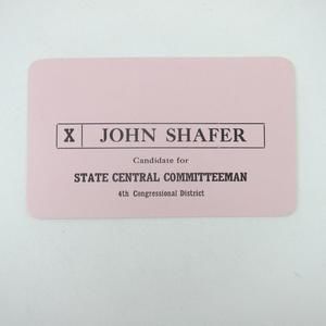 Political Campaign Election Card Ohio 4th Congressional District John Shafer Vtg